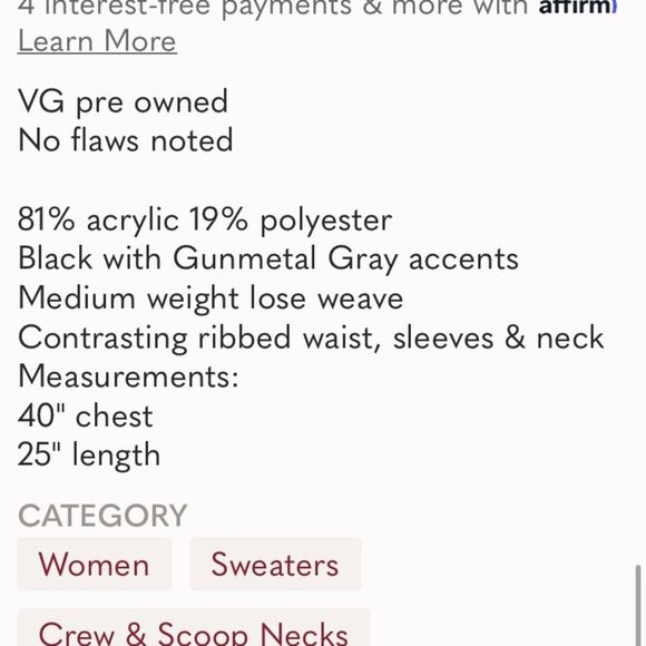 Narciso Rodriguez Black & Gray Woven Long Sleeve Loose Knit Crewneck Sweater M - Picture 8 of 9